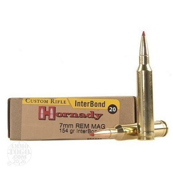 20rds - 7mm Rem Mag Hornady Custom 154gr. InterBond Ammo